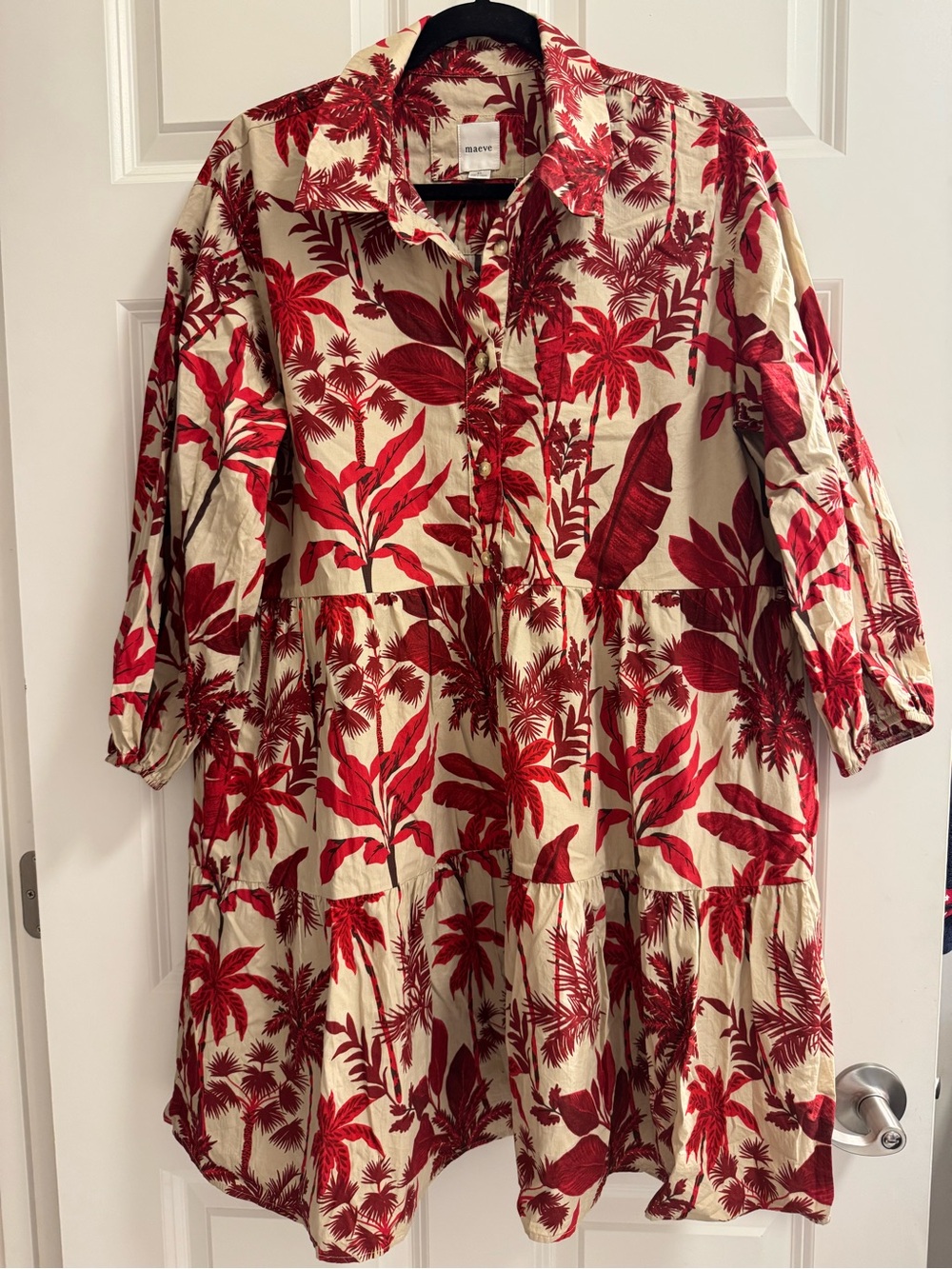 Maeve Red Tropical Print Bettina Mini Dress